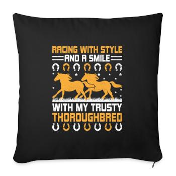 Thoroughbred Horse Racing Riding Equestian Horses - Sofa pillowcase 17,3'' x 17,3'' (45 x 45 cm) - black - Front
