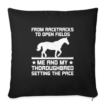 Thoroughbred Horse Racing Riding Equestian Horses - Sofa pillowcase 17,3'' x 17,3'' (45 x 45 cm) - black - Front
