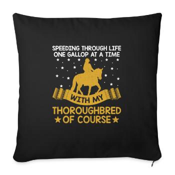 Courses de chevaux pur-sang Équitation Chevaux équestres - Housse de coussin décorative 45 x 45 cm - noir - Devant