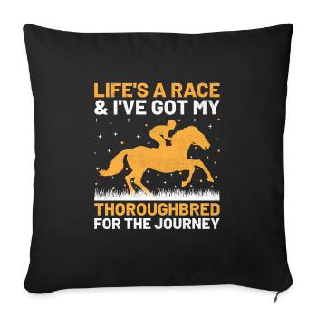 Thoroughbred Horse Racing Riding Equestian Horses - Sofa pillowcase 17,3'' x 17,3'' (45 x 45 cm) - black - Front