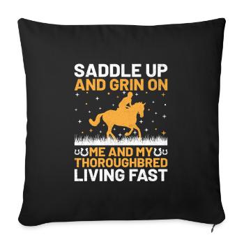 Courses de chevaux pur-sang Équitation Chevaux équestres - Housse de coussin décorative 45 x 45 cm - noir - Devant