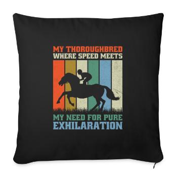 Courses de chevaux pur-sang Équitation Chevaux équestres - Housse de coussin décorative 45 x 45 cm - noir - Devant