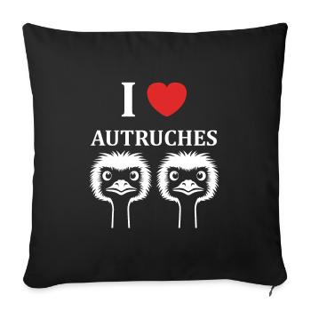 citation humoristique autruche - Housse de coussin décorative 45 x 45 cm - noir - Devant