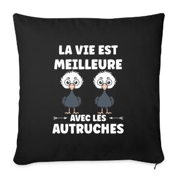 Ostrich Quote - Sofa pillowcase 17,3'' x 17,3'' (45 x 45 cm) - black - Front