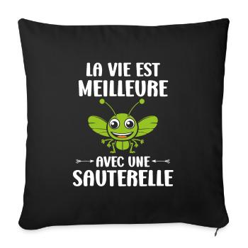 Insecte humour Sauterelle - Housse de coussin décorative 45 x 45 cm - noir - Devant