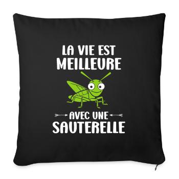 Insecte humour Sauterelle - Housse de coussin décorative 45 x 45 cm - noir - Devant