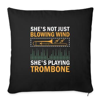 Tromboniste Tromboniste Marchand Band Trombone - Housse de coussin décorative 45 x 45 cm - noir - Devant