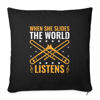 Tromboniste Tromboniste Marchand Band Trombone - Housse de coussin décorative 45 x 45 cm - noir - Devant