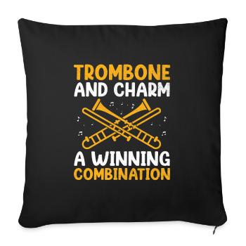 Tromboniste Tromboniste Marchand Band Trombone - Housse de coussin décorative 45 x 45 cm - noir - Devant