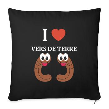 Humour ver de terre - Housse de coussin décorative 45 x 45 cm - noir - Devant