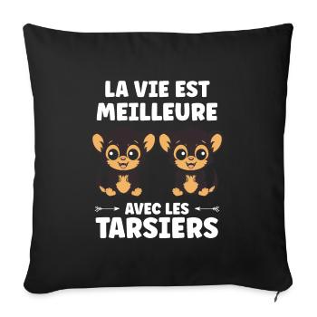 Humour tarsier - Housse de coussin décorative 45 x 45 cm - noir - Devant