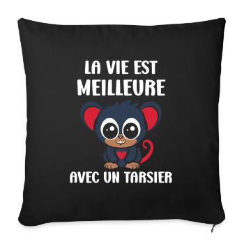Humour tarsier - Housse de coussin décorative 45 x 45 cm - noir - Devant