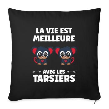 Humour tarsier - Housse de coussin décorative 45 x 45 cm - noir - Devant