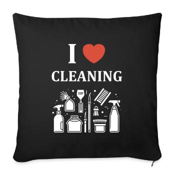 Humour faire le ménage - Housse de coussin décorative 45 x 45 cm - noir - Devant