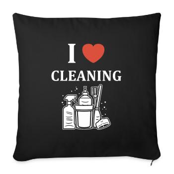 Humour faire le ménage - Housse de coussin décorative 45 x 45 cm - noir - Devant