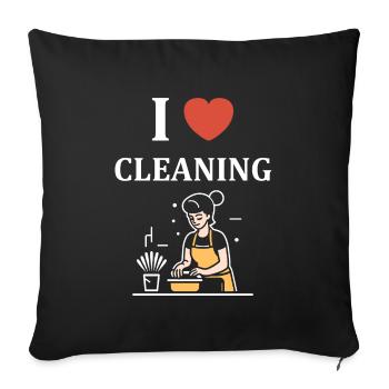 Humour faire le ménage - Housse de coussin décorative 45 x 45 cm - noir - Devant