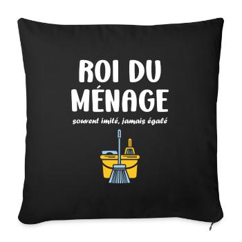 Humour faire le ménage - Housse de coussin décorative 45 x 45 cm - noir - Devant