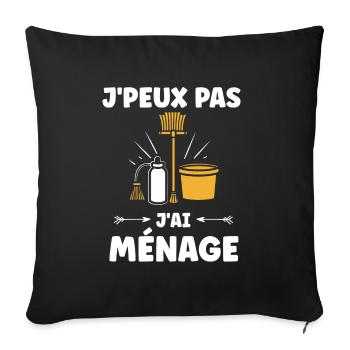 Humour faire le ménage - Housse de coussin décorative 45 x 45 cm - noir - Devant