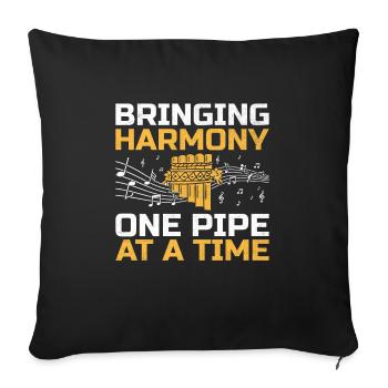 Pan Flute Player Pan Flutist Marching Band Music I - Sofa pillowcase 17,3'' x 17,3'' (45 x 45 cm) - black - Front