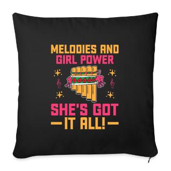 Pan Flute Player Pan Flutist Marching Band Music I - Sofa pillowcase 17,3'' x 17,3'' (45 x 45 cm) - black - Front