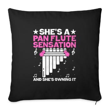 Pan Flute Player Pan Flutist Marching Band Music I - Sofa pillowcase 17,3'' x 17,3'' (45 x 45 cm) - black - Front