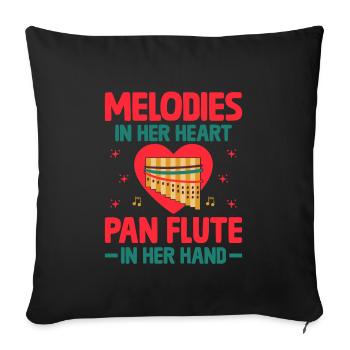 Pan Flute Player Pan Flutist Marching Band Music I - Sofa pillowcase 17,3'' x 17,3'' (45 x 45 cm) - black - Front