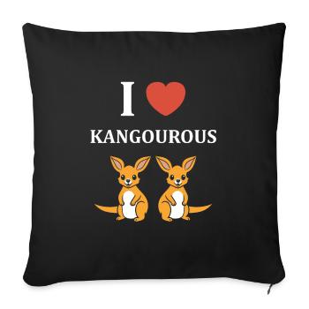 Humour petit kangourou - Housse de coussin décorative 45 x 45 cm - noir - Devant