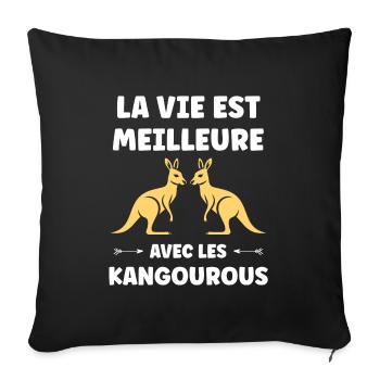 Humour petit kangourou - Housse de coussin décorative 45 x 45 cm - noir - Devant