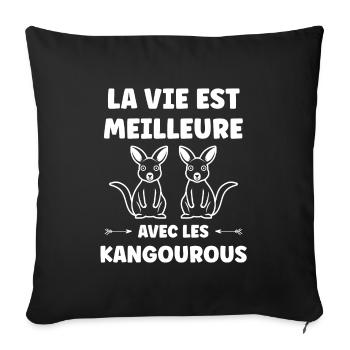 Humour petit kangourou - Housse de coussin décorative 45 x 45 cm - noir - Devant