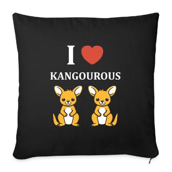 Humour petit kangourou - Housse de coussin décorative 45 x 45 cm - noir - Devant