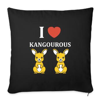 Humour petit kangourou - Housse de coussin décorative 45 x 45 cm - noir - Devant