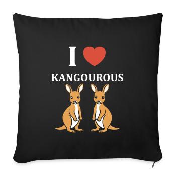 Humour petit kangourou - Housse de coussin décorative 45 x 45 cm - noir - Devant