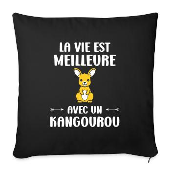 Humour petit kangourou - Housse de coussin décorative 45 x 45 cm - noir - Devant