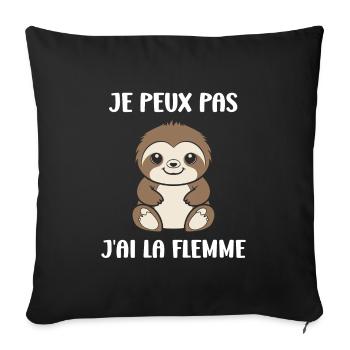 Animal humour paresseux - Housse de coussin décorative 45 x 45 cm - noir - Devant