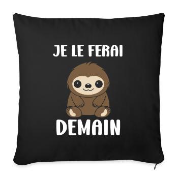 Animal humour paresseux - Housse de coussin décorative 45 x 45 cm - noir - Devant