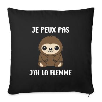 Animal humour paresseux - Housse de coussin décorative 45 x 45 cm - noir - Devant