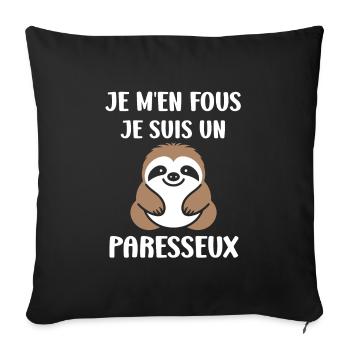 Animal humour paresseux - Housse de coussin décorative 45 x 45 cm - noir - Devant