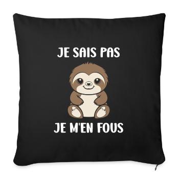 Animal humour paresseux - Housse de coussin décorative 45 x 45 cm - noir - Devant