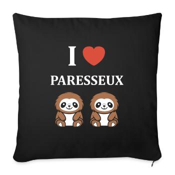 Animal humour paresseux - Housse de coussin décorative 45 x 45 cm - noir - Devant