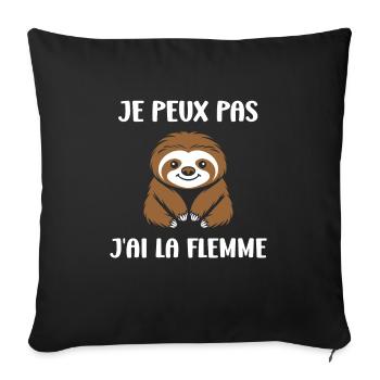 Animal humour paresseux - Housse de coussin décorative 45 x 45 cm - noir - Devant