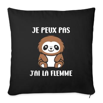 Animal humour paresseux - Housse de coussin décorative 45 x 45 cm - noir - Devant