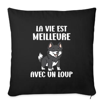 Humour loup - Housse de coussin décorative 45 x 45 cm - noir - Devant