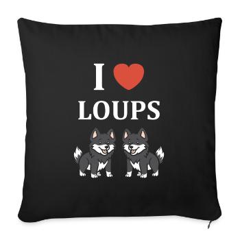 Humour loup - Housse de coussin décorative 45 x 45 cm - noir - Devant