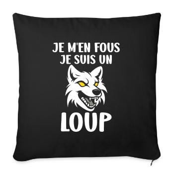 Humour loup - Housse de coussin décorative 45 x 45 cm - noir - Devant