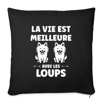 Humour loup - Housse de coussin décorative 45 x 45 cm - noir - Devant