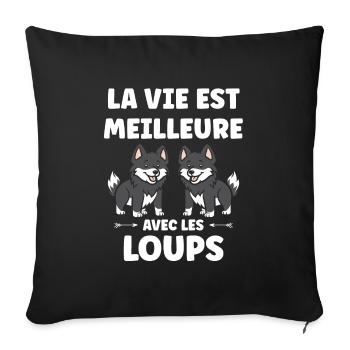 Humour loup - Housse de coussin décorative 45 x 45 cm - noir - Devant
