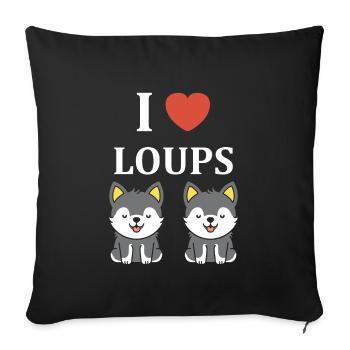 Humour loup - Housse de coussin décorative 45 x 45 cm - noir - Devant
