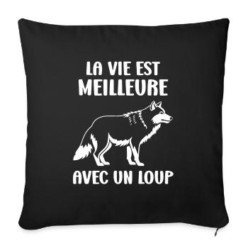 Humour loup - Housse de coussin décorative 45 x 45 cm - noir - Devant