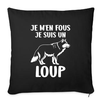 Humour loup - Housse de coussin décorative 45 x 45 cm - noir - Devant