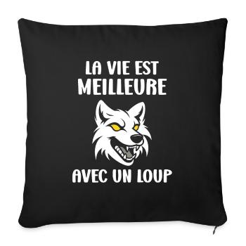 Humour loup - Housse de coussin décorative 45 x 45 cm - noir - Devant